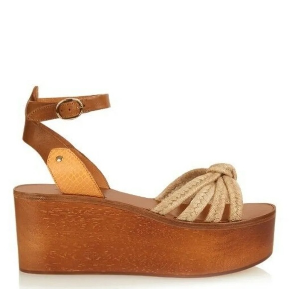 Isabel Marant Tan and Cream Platform Sandals - Picture 1 of 9